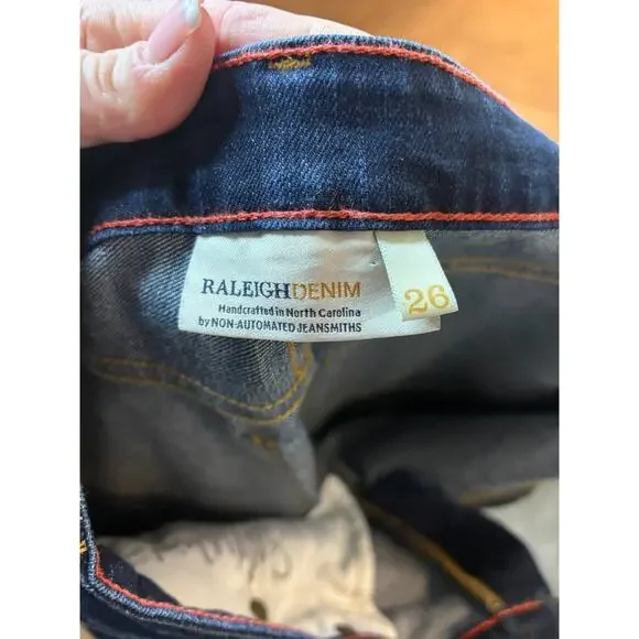 Raleigh Women's Straight Leg Jeans Blue White Oak Cotton Stretch USA 26x28 - Picture 2 of 5